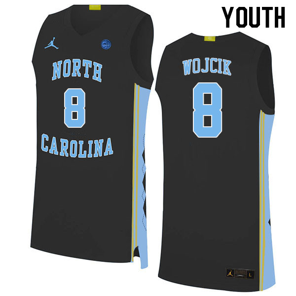 Youth #8 Paxson Wojcik North Carolina Tar Heels College Basketball Jerseys Stitched Sale-Black - Click Image to Close